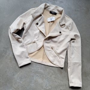 beige suede zipper coat